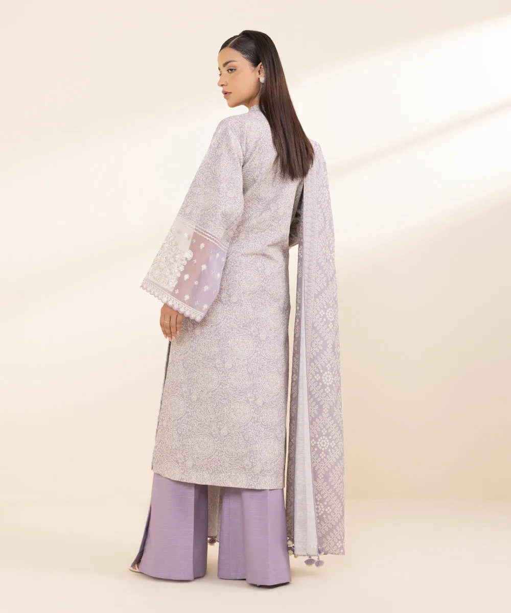 3 Piece - Embroidered Light Khaddar Suit