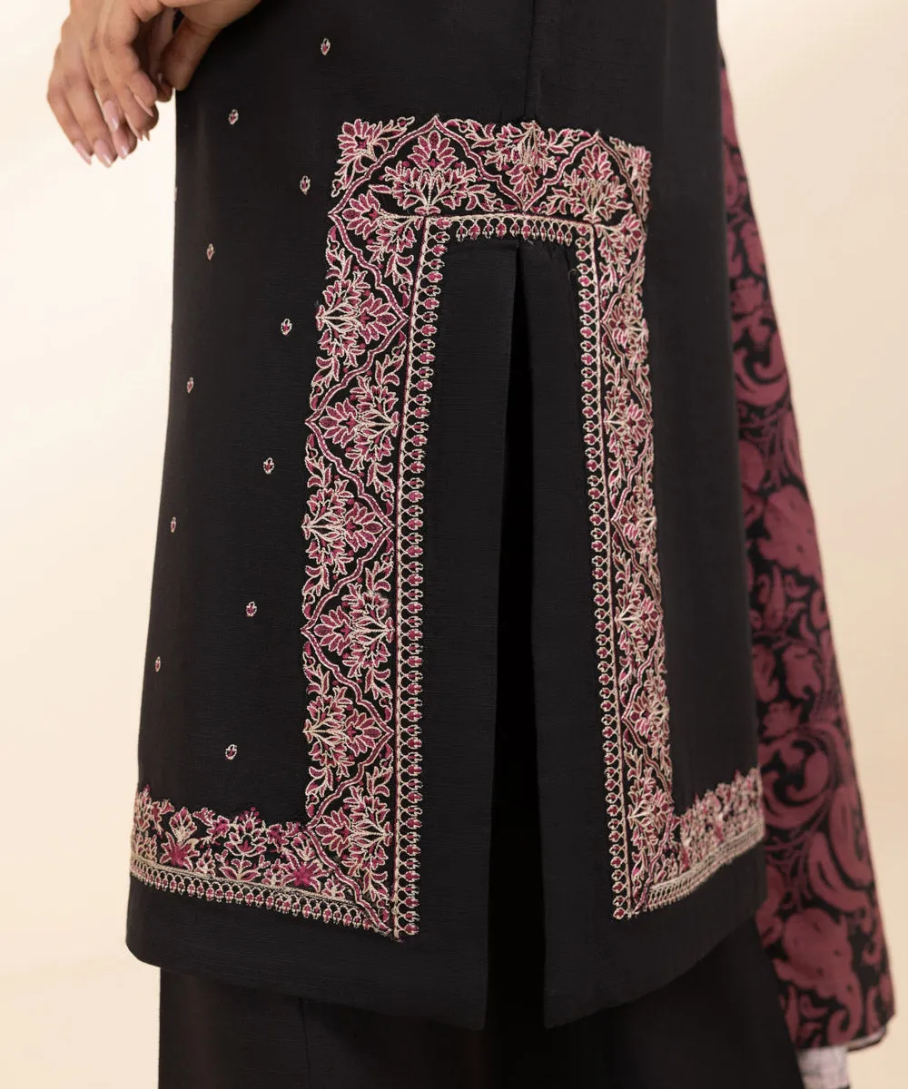 3 Piece - Embroidered Light Khaddar Suit