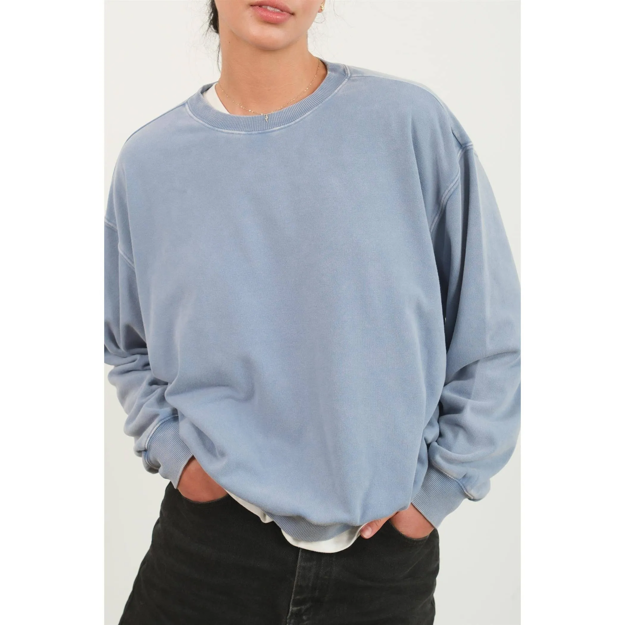 A Day Out Drop Shoulders Crew Neck Sweatshirt