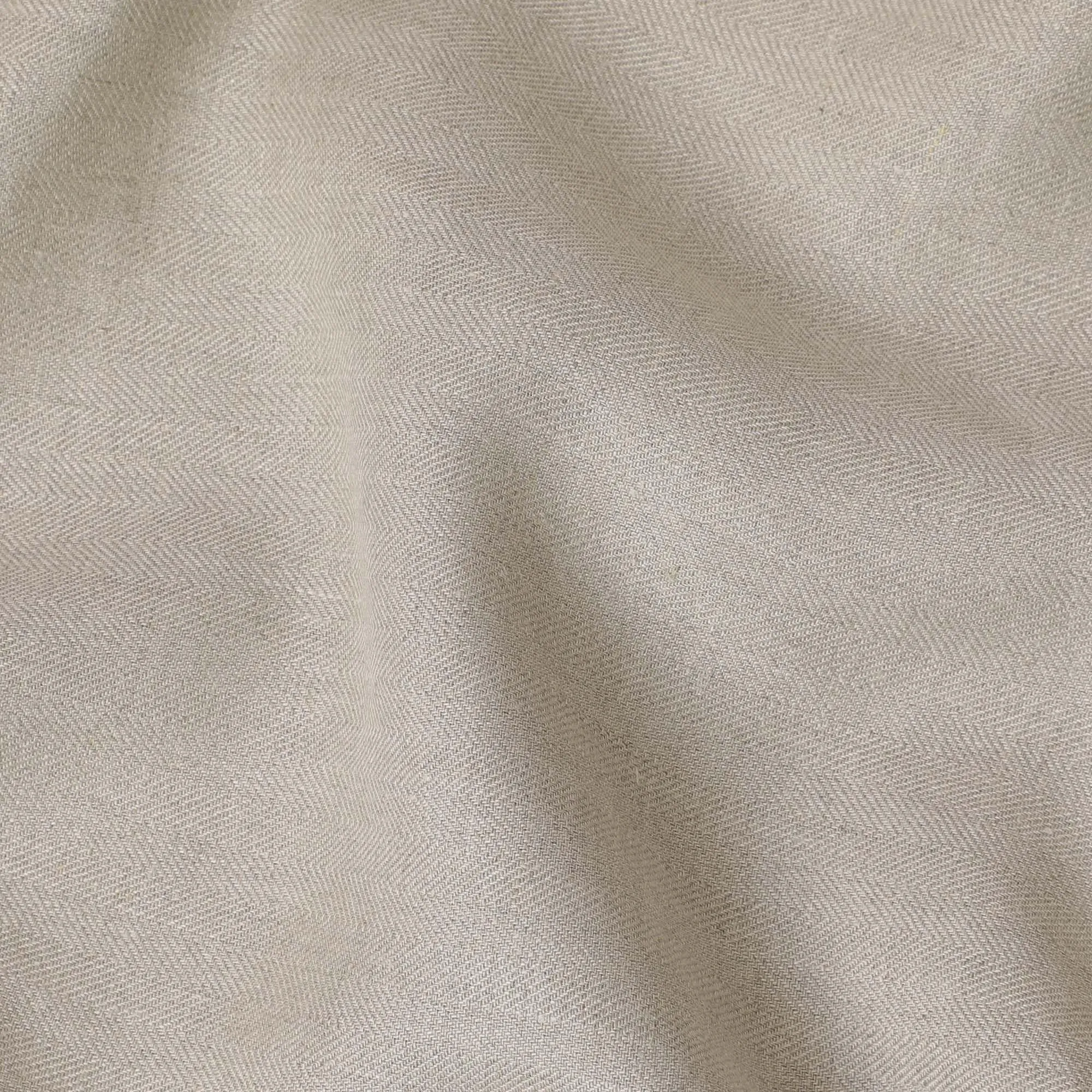 Beige Premium pure linen fabric in herringbone design-D15889