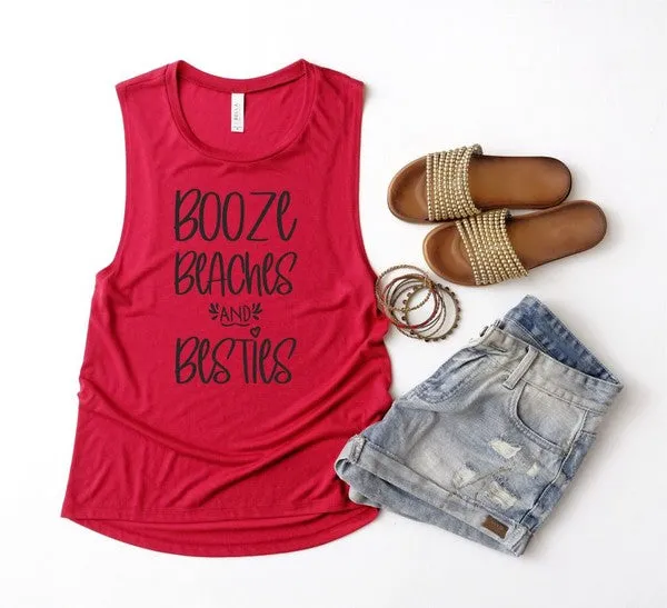 Booze Beaches and Besties Summer Graphic Tank *Online Only*