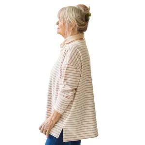 Bryony Stripe Long Top in Dusky Pink Stripe