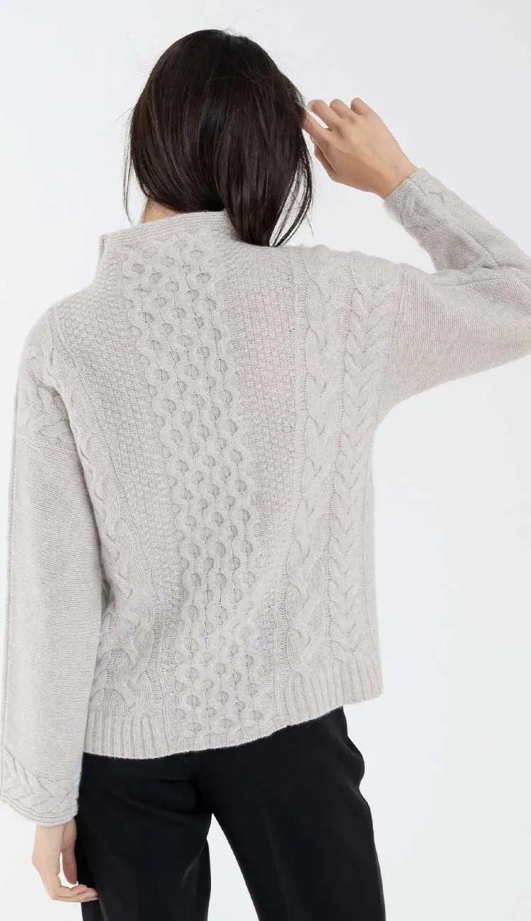 Cashmere Nell Luxe Cable Funnel Sweater