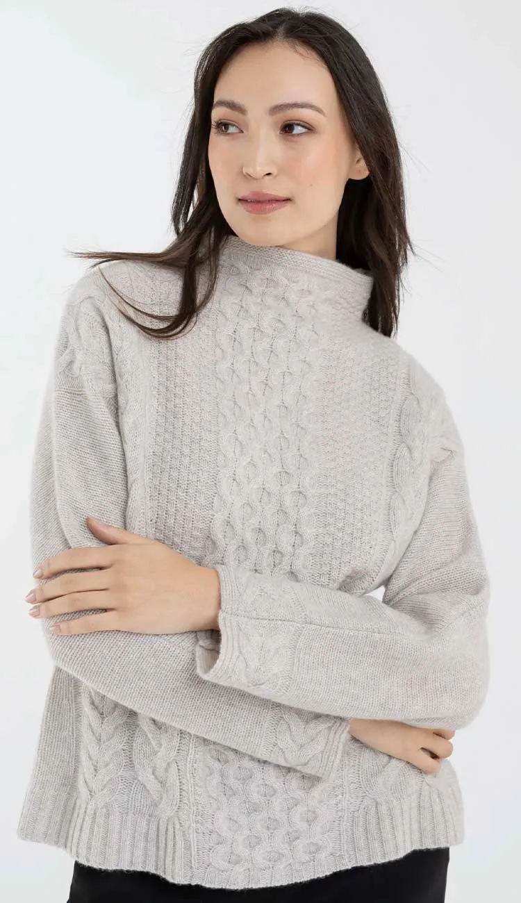 Cashmere Nell Luxe Cable Funnel Sweater