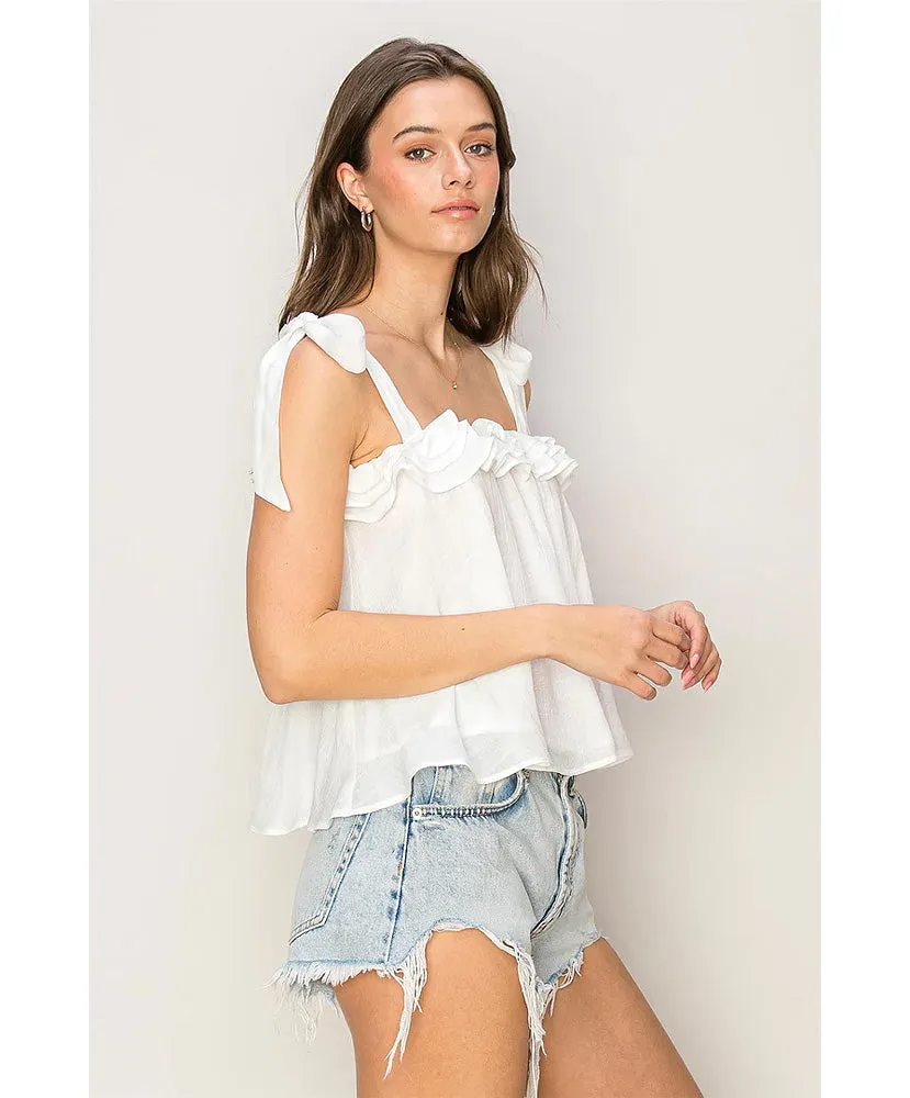 Caught Your Eye Tie-Shoulder Top