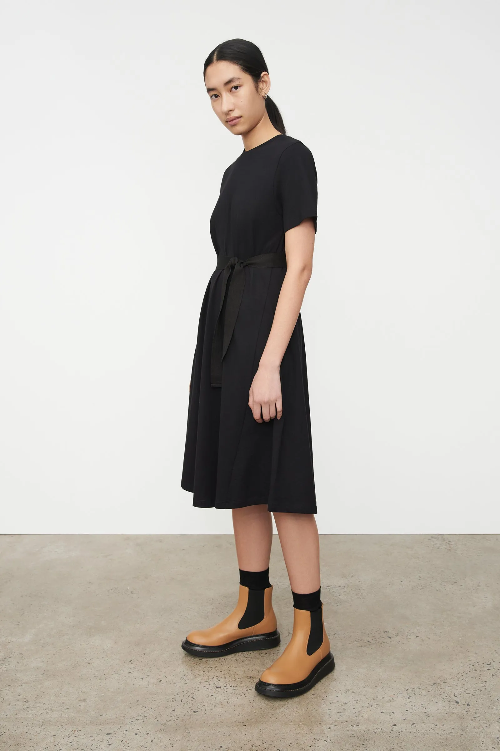 Classic A-Line Tee Dress - Black