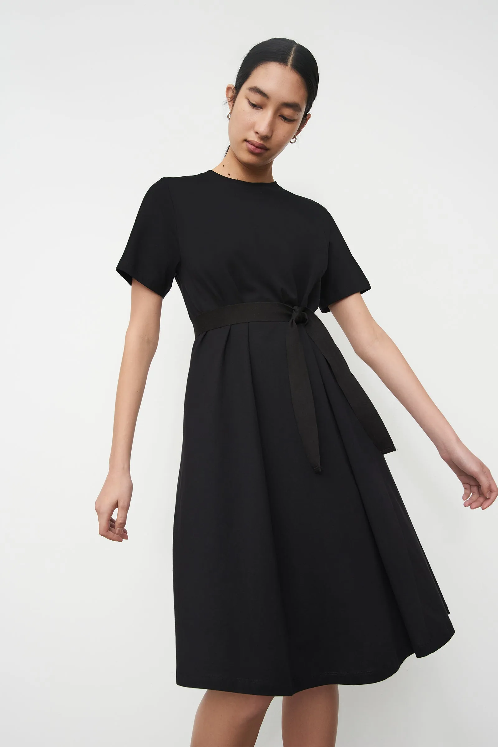 Classic A-Line Tee Dress - Black