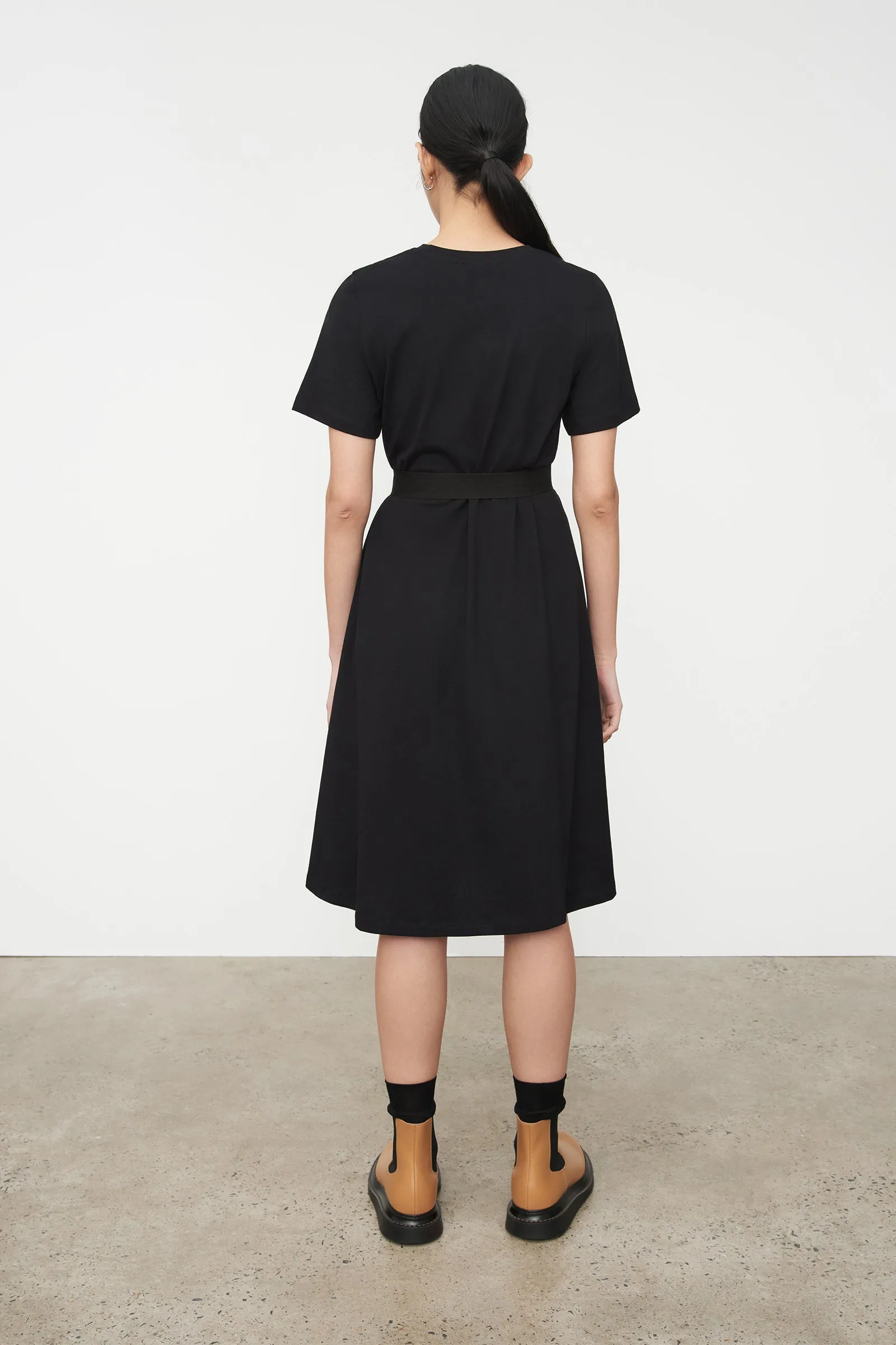 Classic A-Line Tee Dress - Black