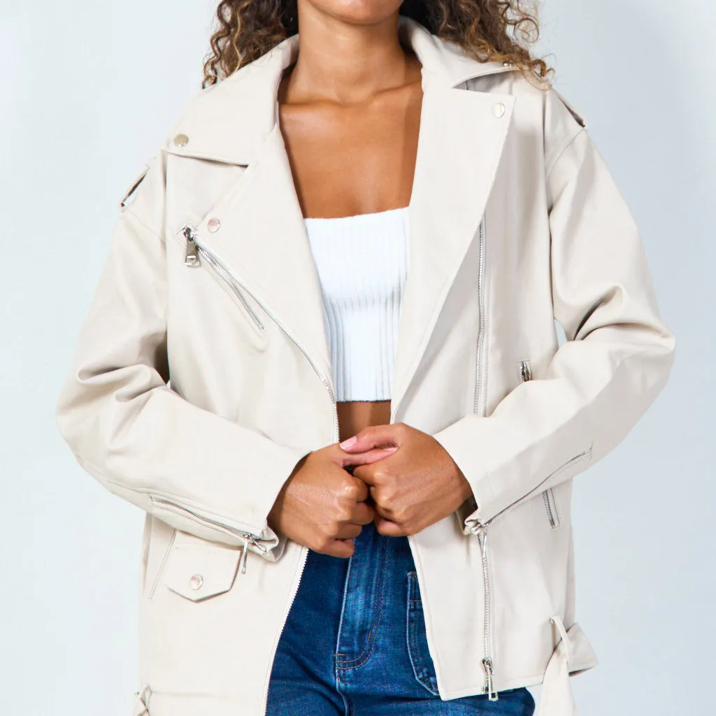 Classic biker jacket with zipper details wholesale