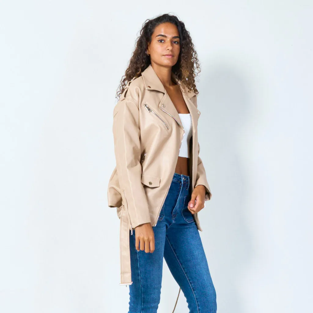 Classic biker jacket with zipper details wholesale