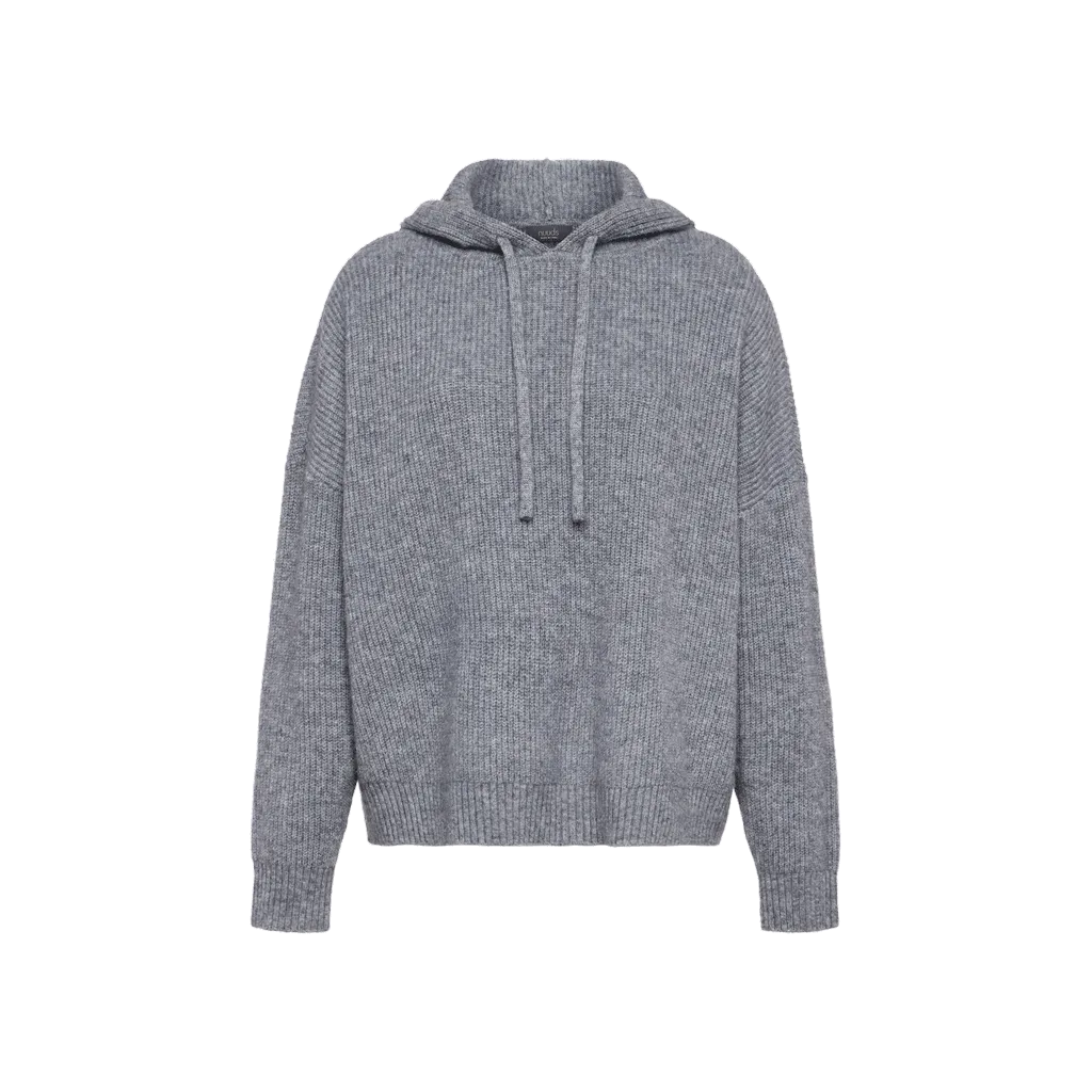 Cozy Knit Ribbed Sweater Hoodie | Charcoal