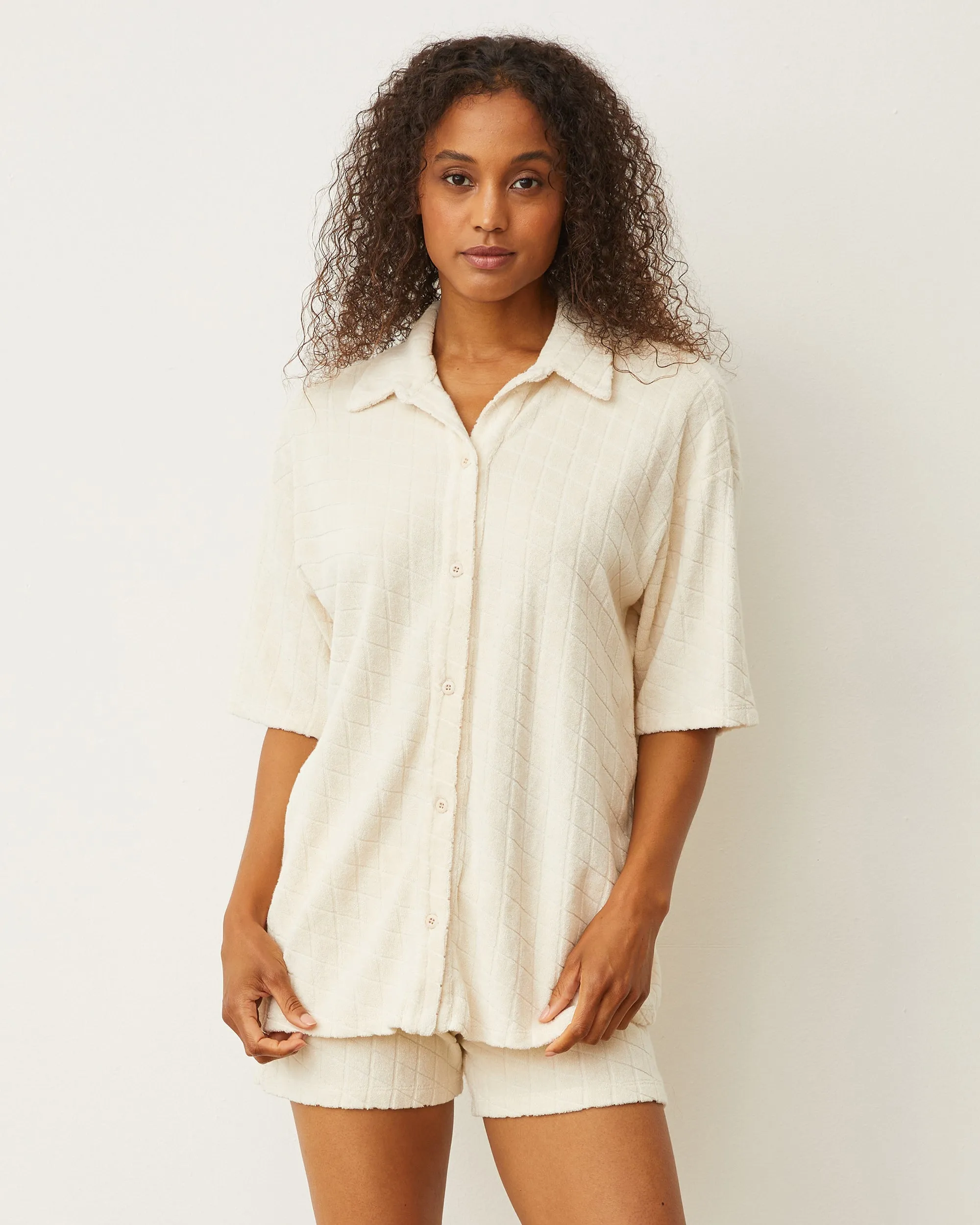 Diamond Terry Cloth Oversized Shirt