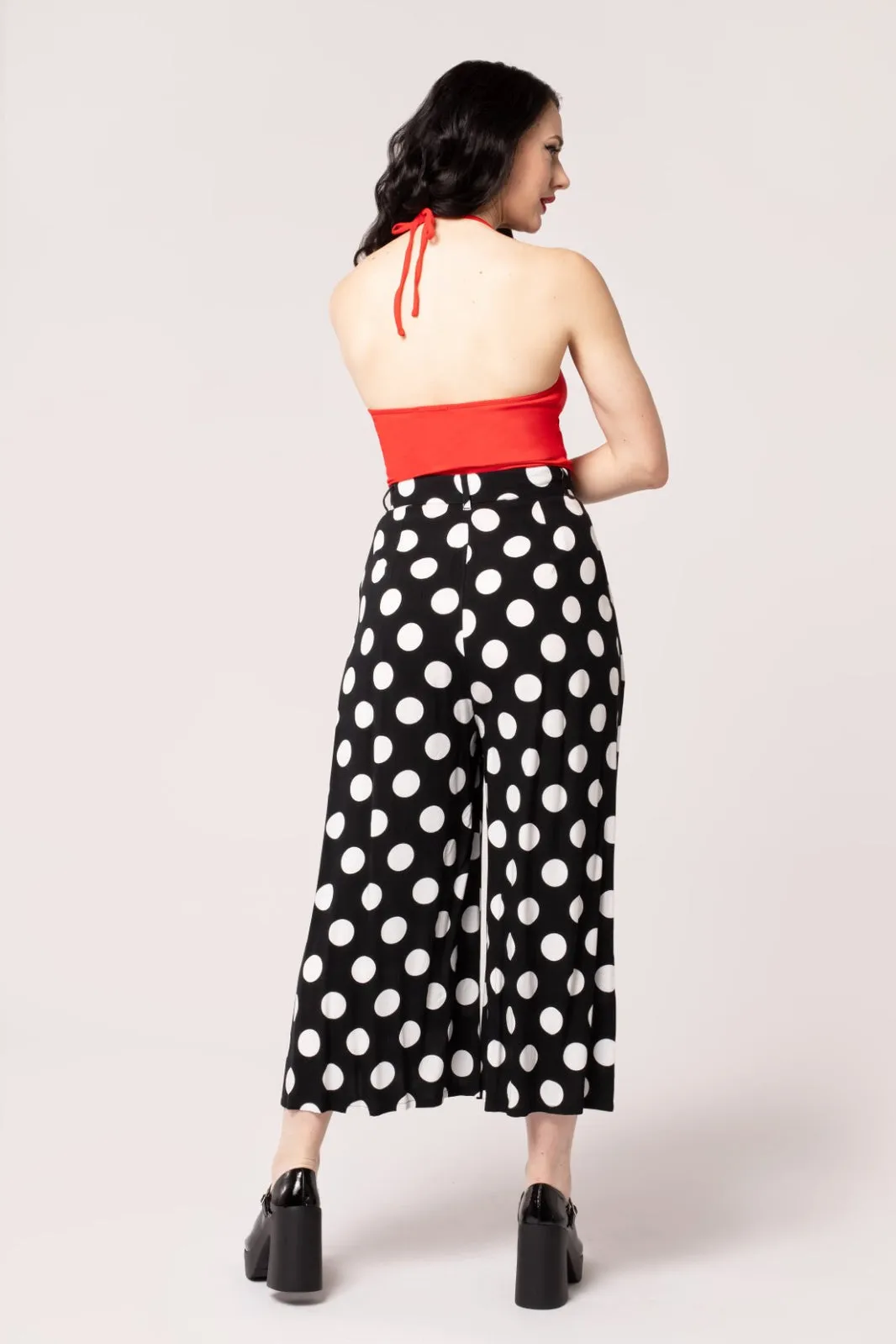 Dolores Polka Dot Cropped Trousers by Hell Bunny