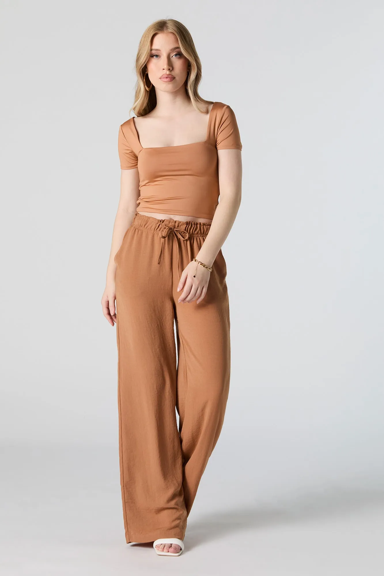 Drawstring Flowy Wide Leg Pant