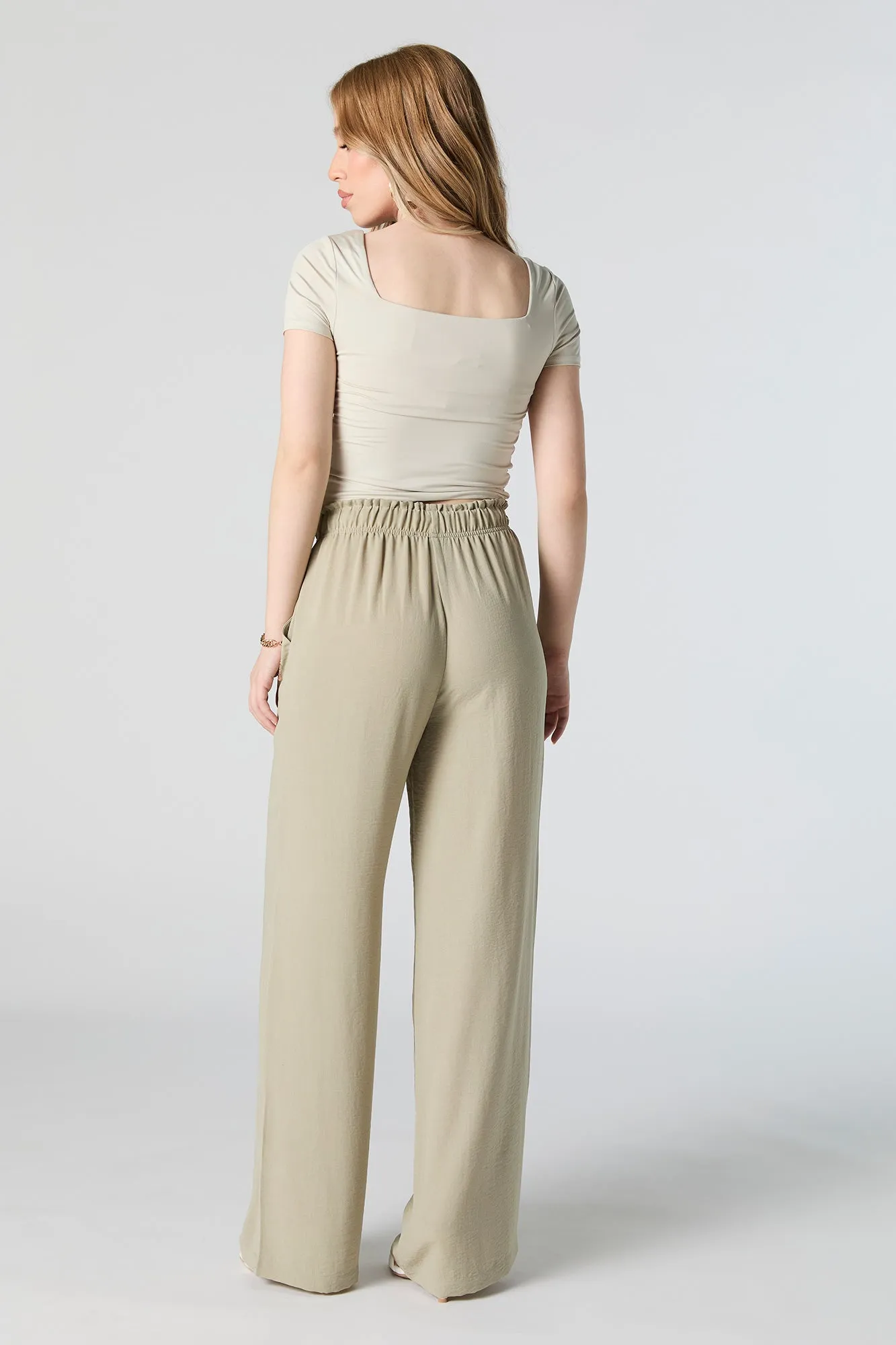 Drawstring Flowy Wide Leg Pant