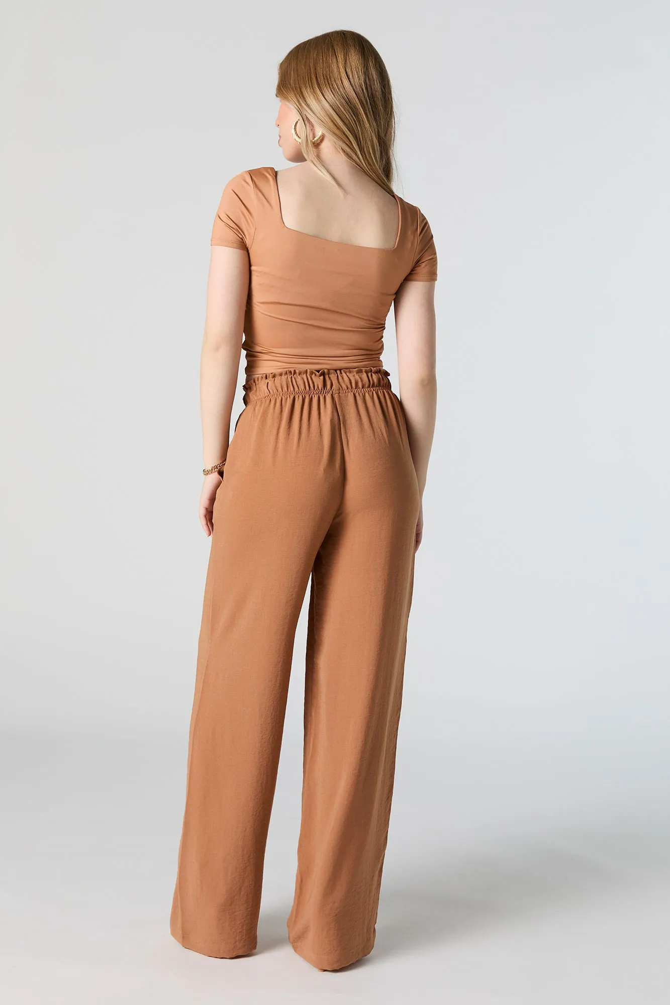 Drawstring Flowy Wide Leg Pant