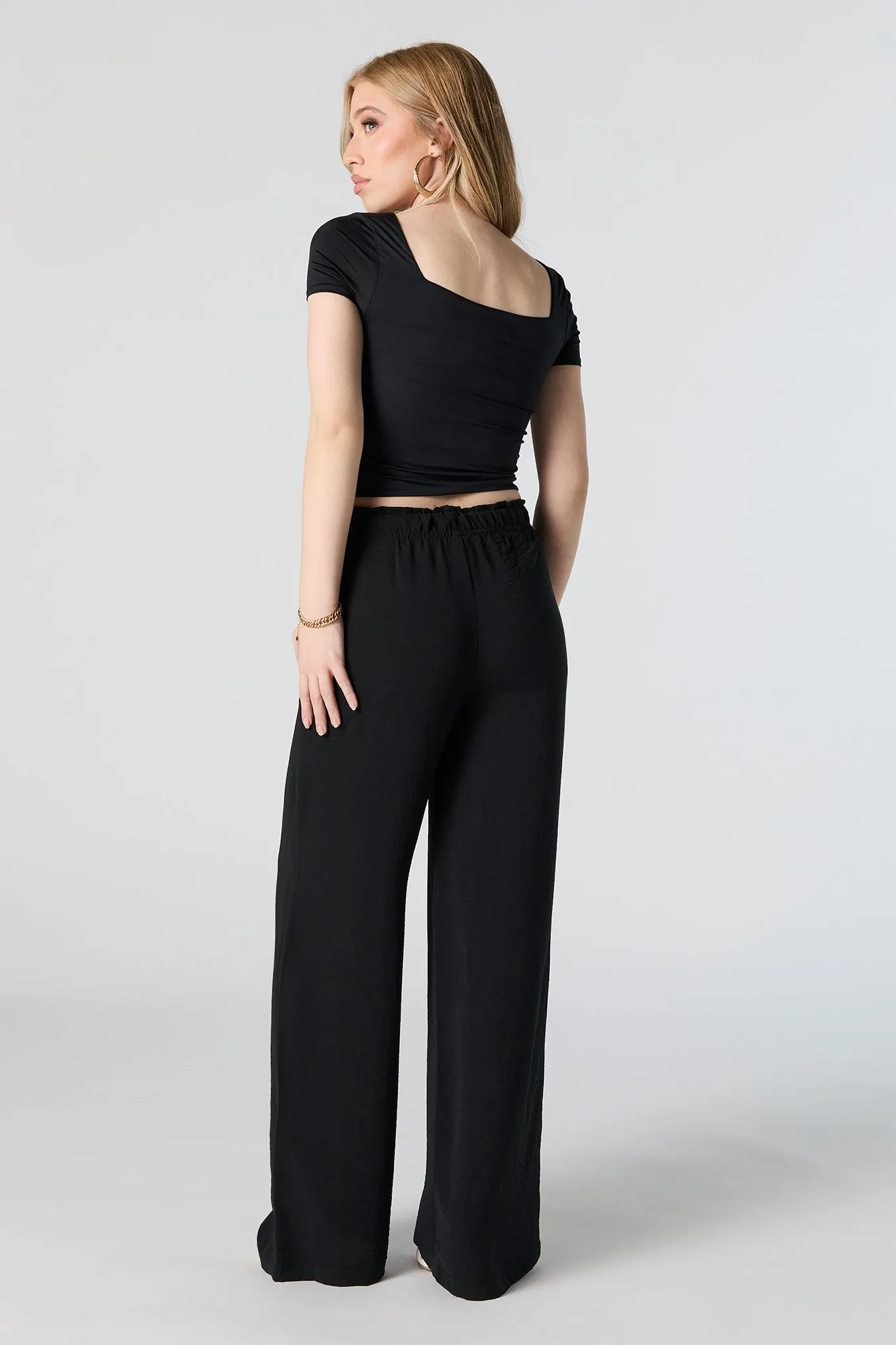 Drawstring Flowy Wide Leg Pant