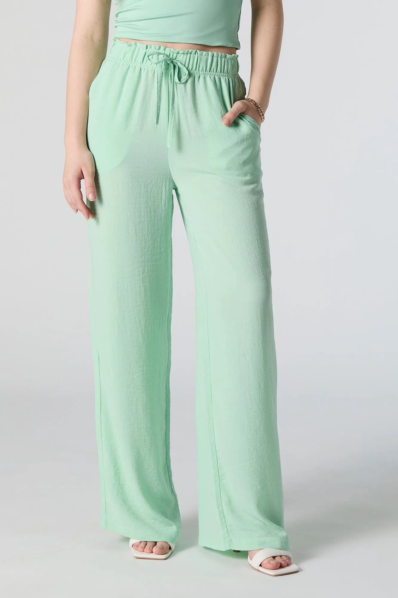 Drawstring Flowy Wide Leg Pant