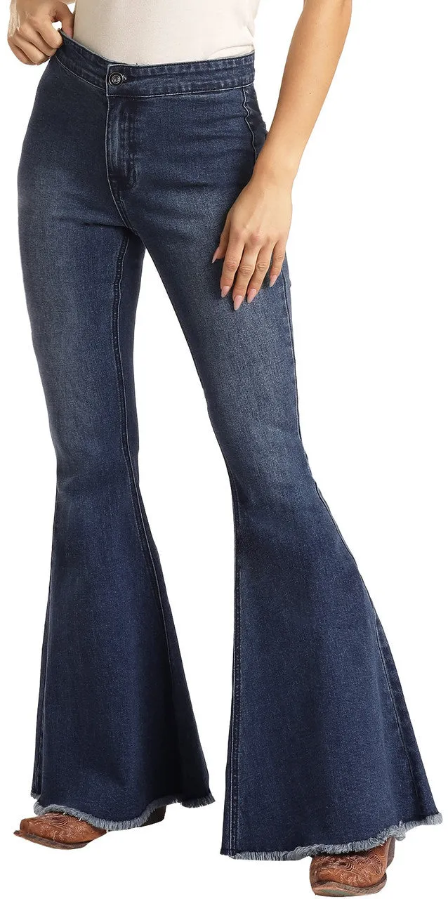 Extra Stretch High Rise Bell Bottom Jeans Rock & Roll Denim for Women