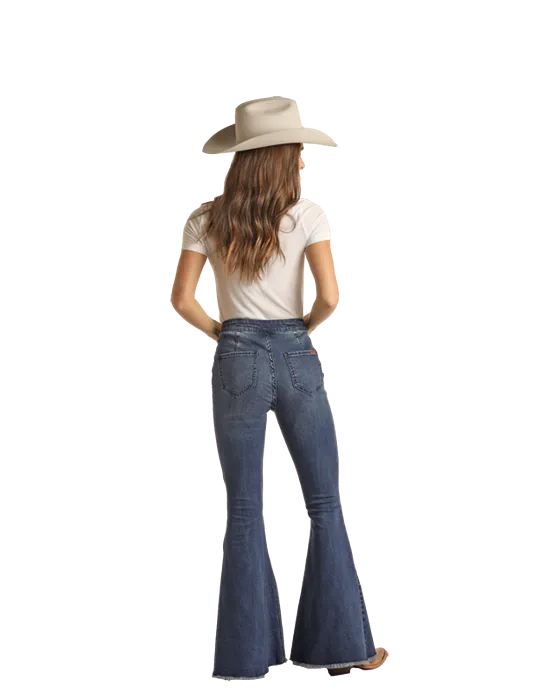 Extra Stretch High Rise Bell Bottom Jeans Rock & Roll Denim for Women