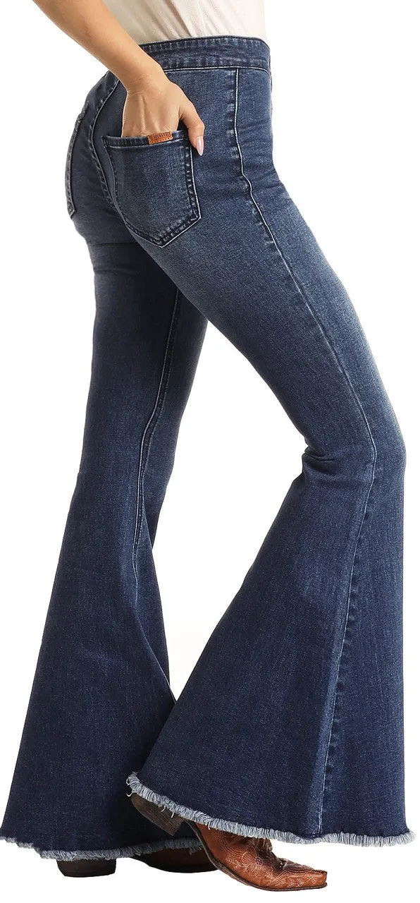 Extra Stretch High Rise Bell Bottom Jeans Rock & Roll Denim for Women