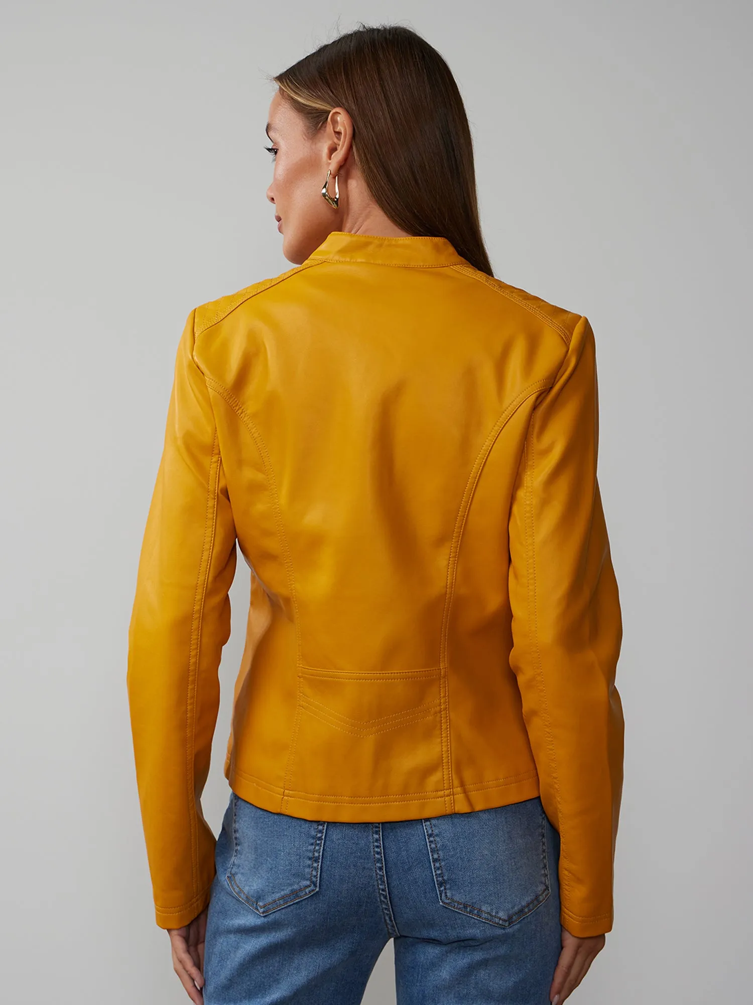 Faux-Leather Double-Pocket Jacket