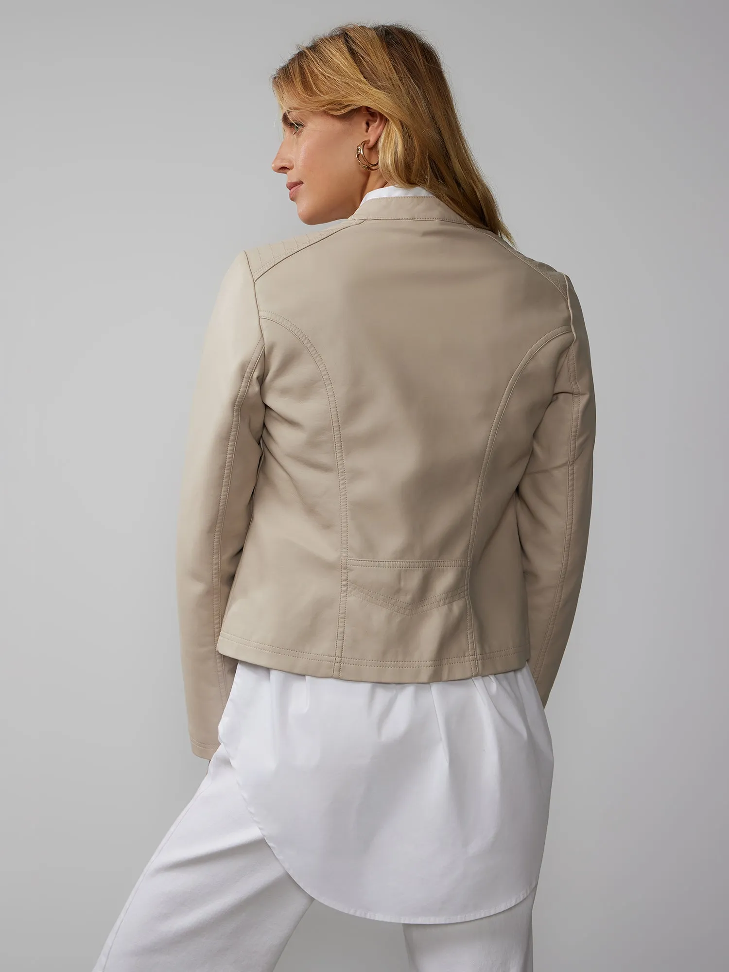 Faux-Leather Double-Pocket Jacket