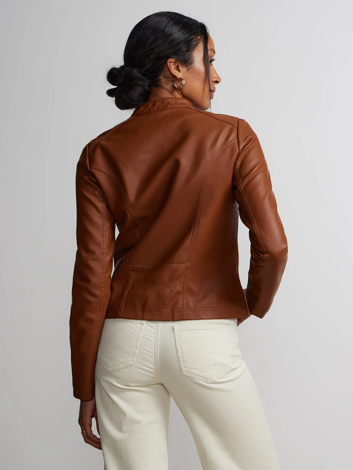 Faux-Leather Double-Pocket Jacket