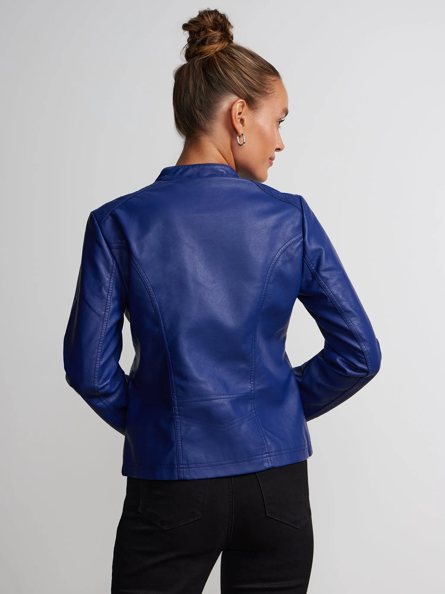 Faux-Leather Double-Pocket Jacket