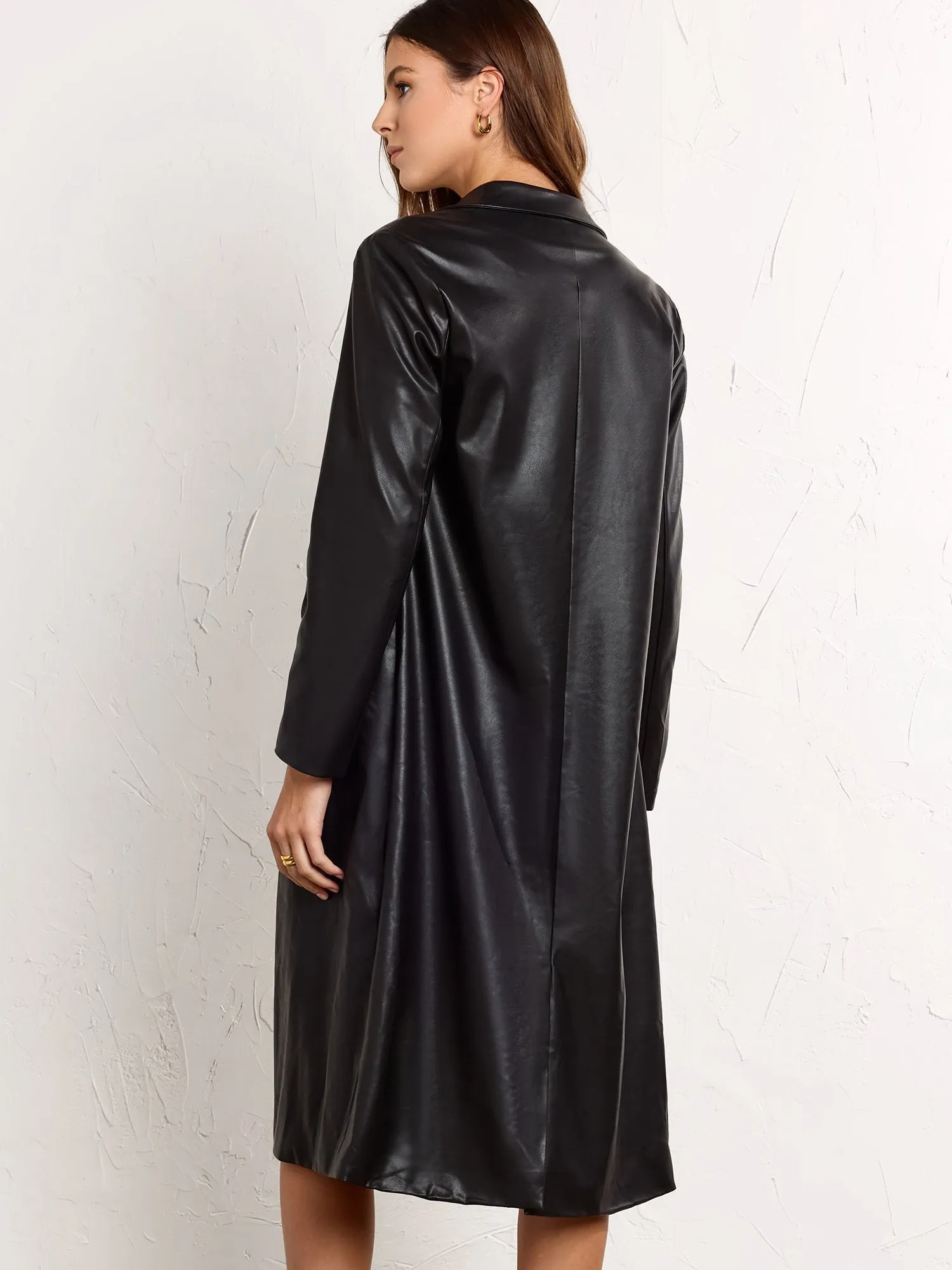 Faux Leather Trench Coat - Fore Collection