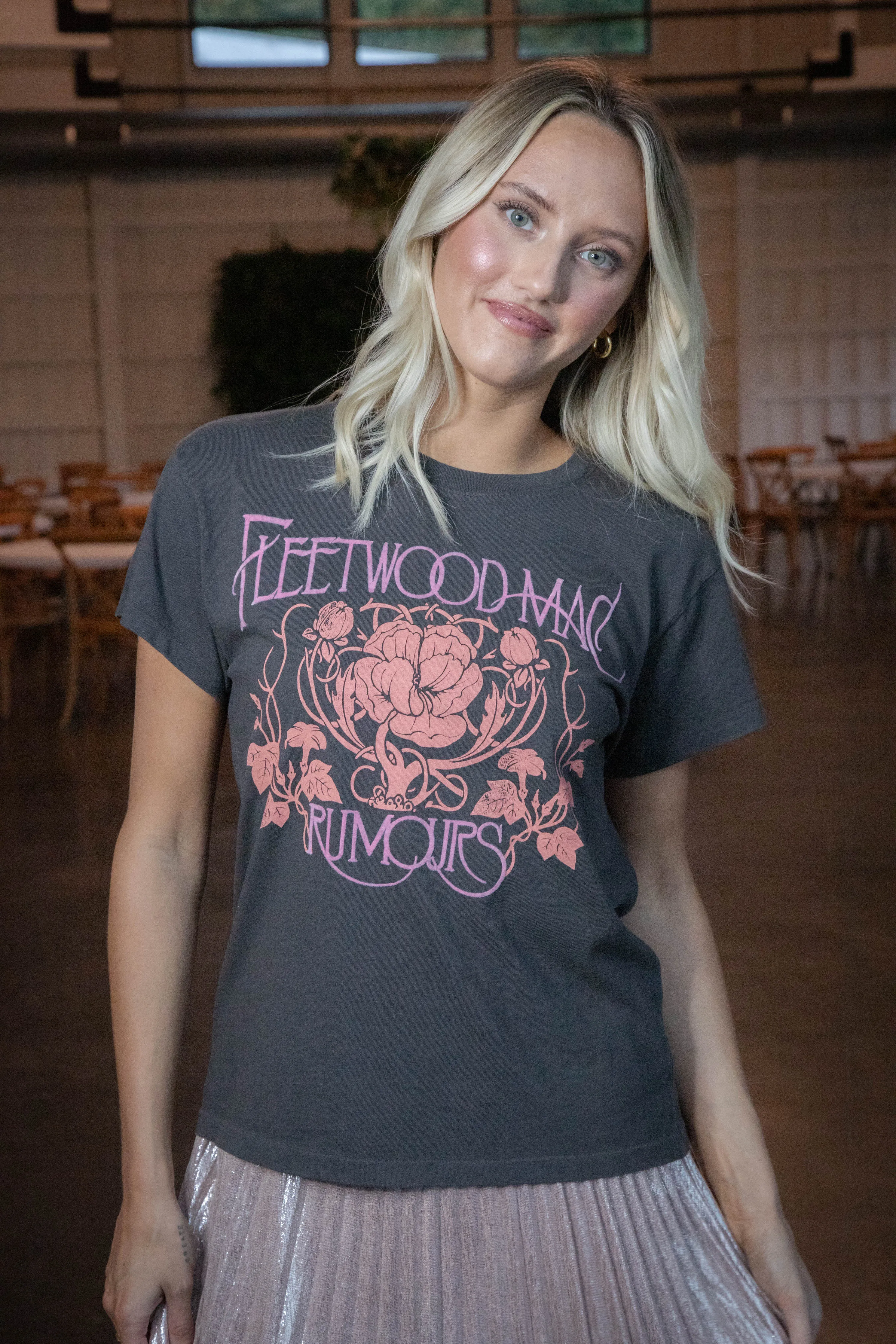 Fleetwood Mac Floral Tour Tee, Washed Black | Daydreamer