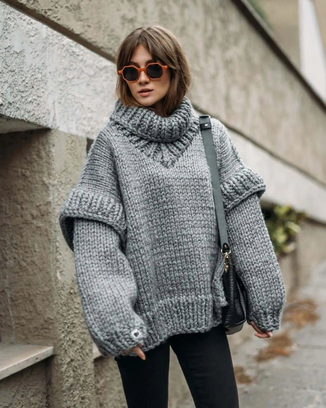 Fluffy Long-sleeved Turtleneck Sweater