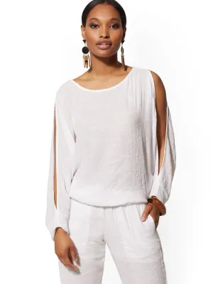 Gauze Slit-Sleeve Dolman Top