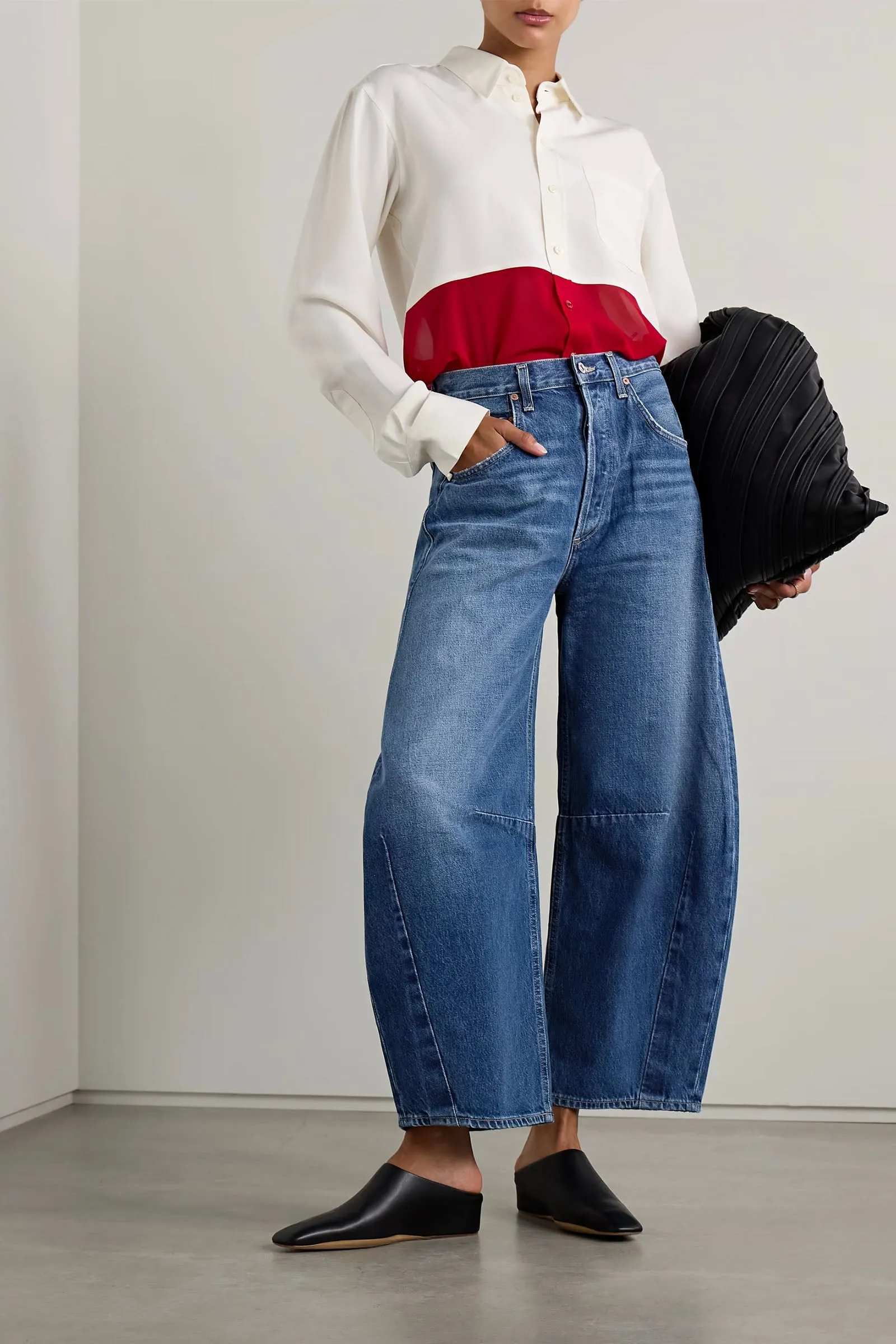 Horseshoe High-rise Barrel-leg Jeans