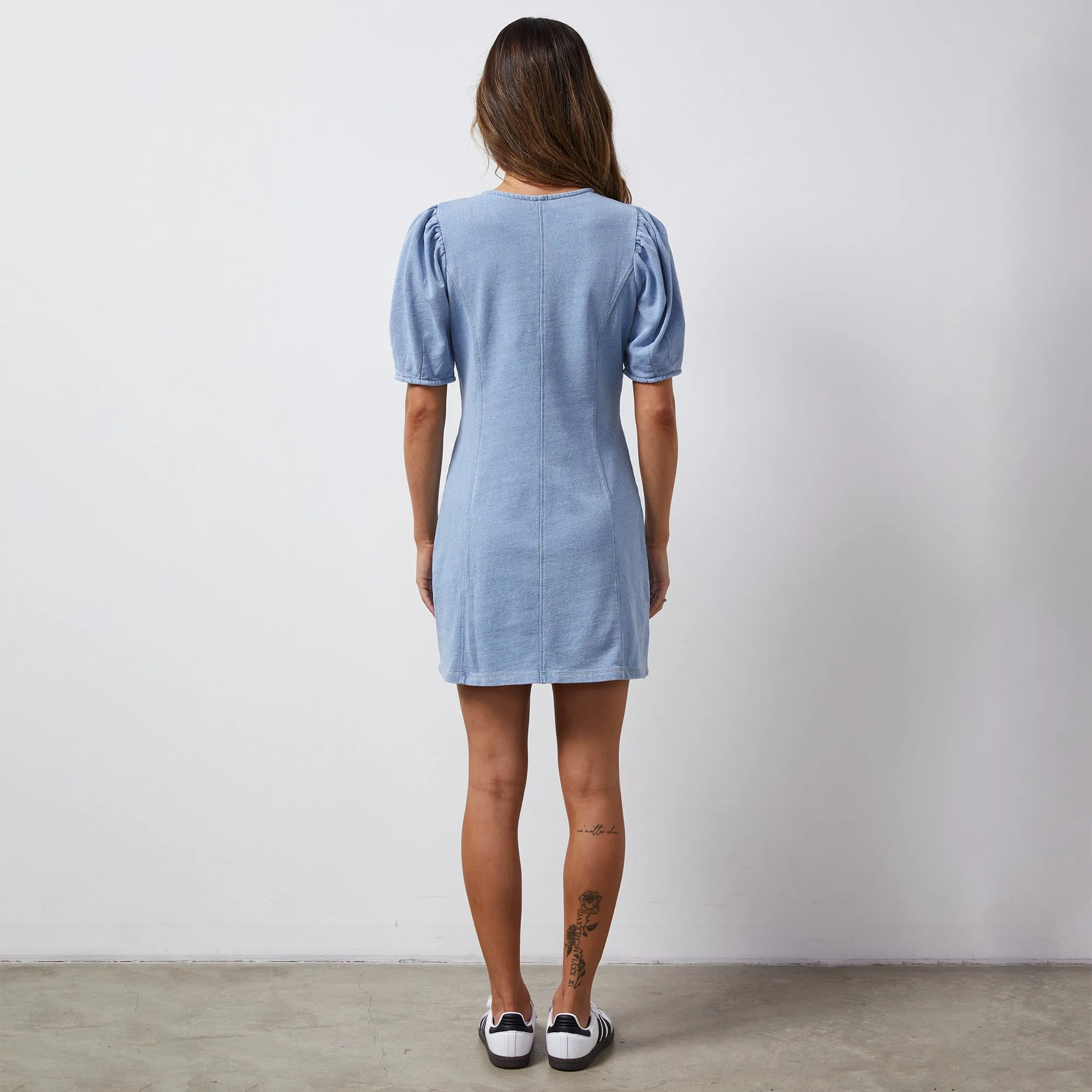 Indigo French Terry Seamed Dress