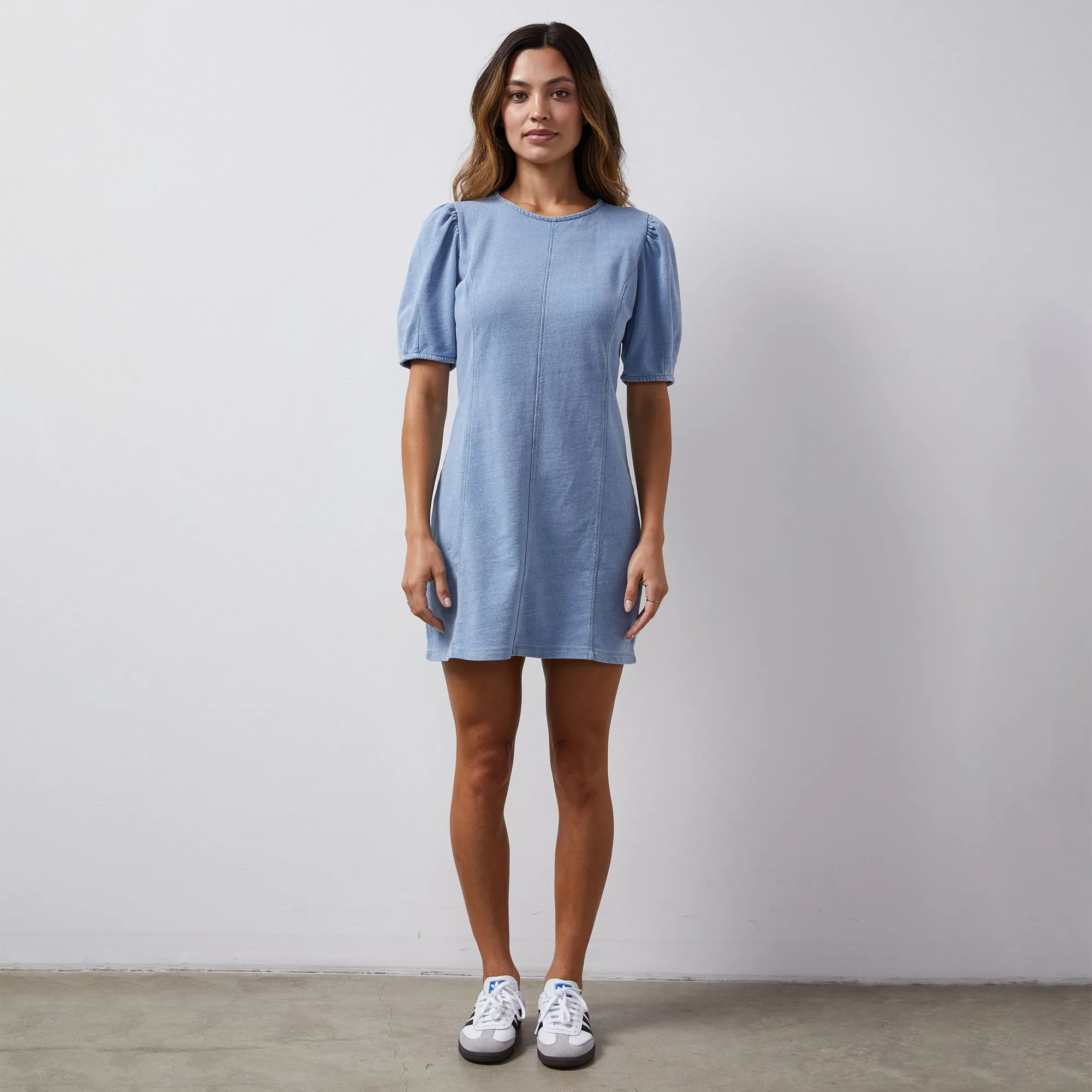 Indigo French Terry Seamed Dress