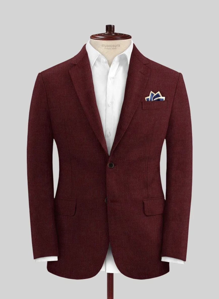 Italian Prato Maroon Linen Suit