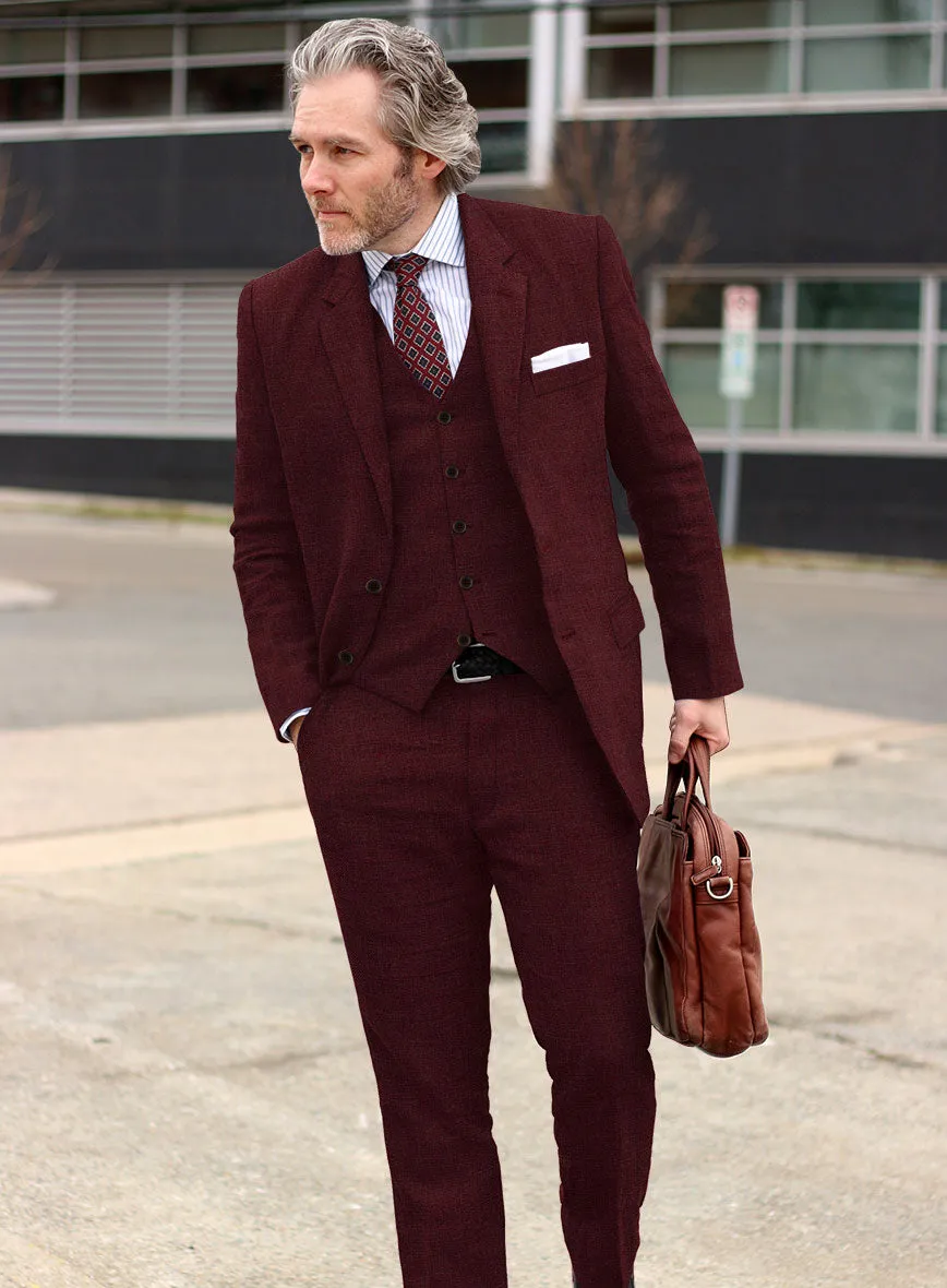 Italian Prato Maroon Linen Suit