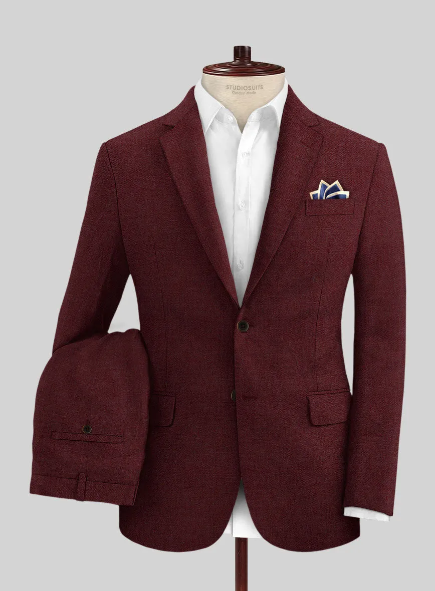 Italian Prato Maroon Linen Suit