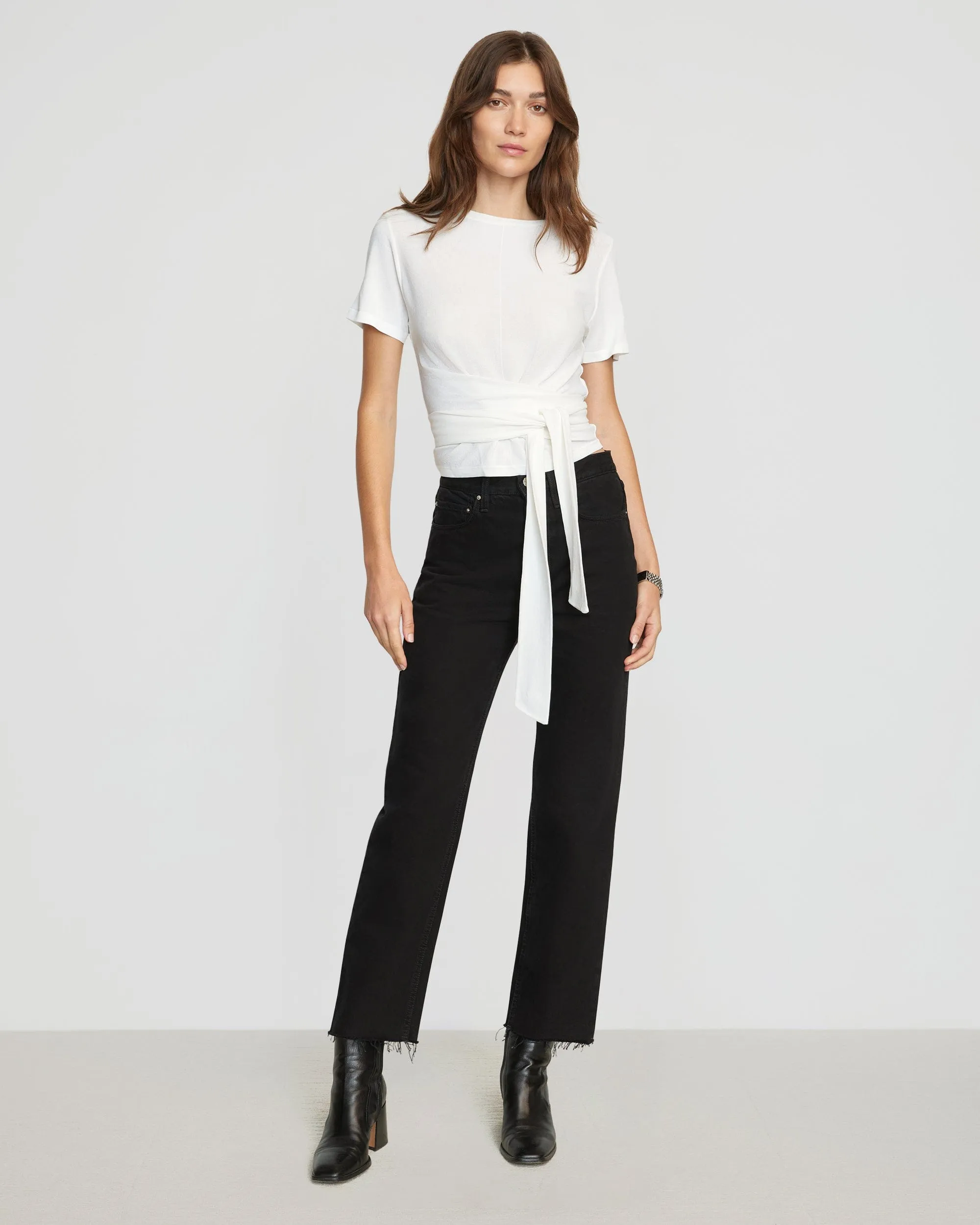 Jude Cropped Tie-Front Top