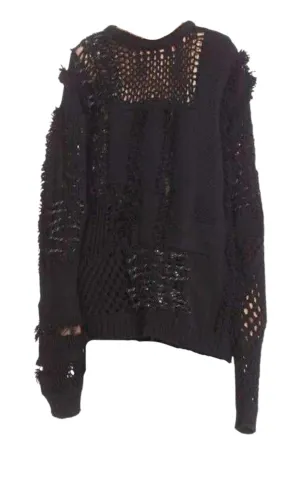 Koché Embellished Open Knit Wool Blend Sweater