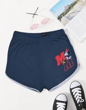 Ladies Minnie Mouse Terry Short-Blue