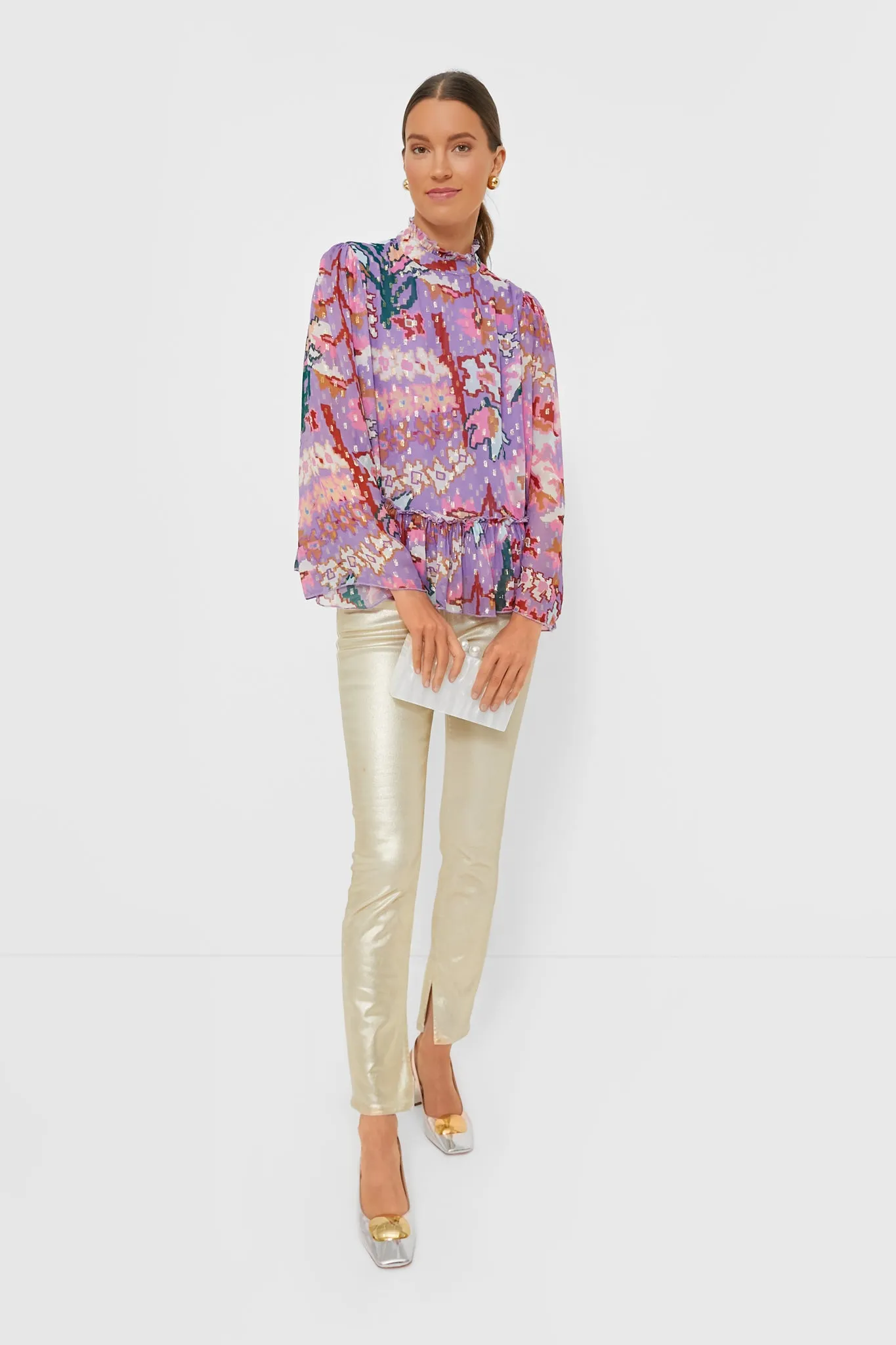 Lavender Bukhara Peplum Blouse