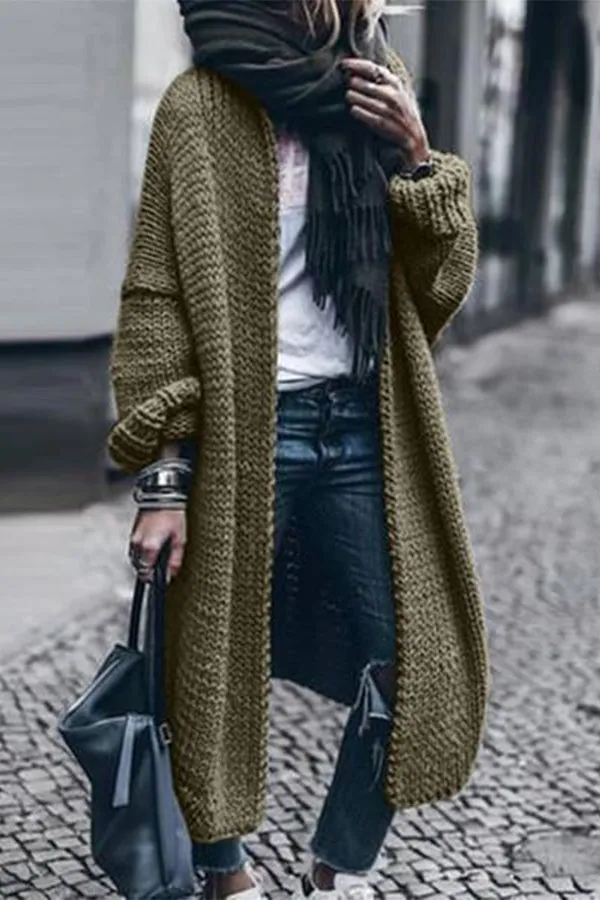 Long Sleeve Knitted Cardigan ( Suggest To Choose Two Sizes Up)