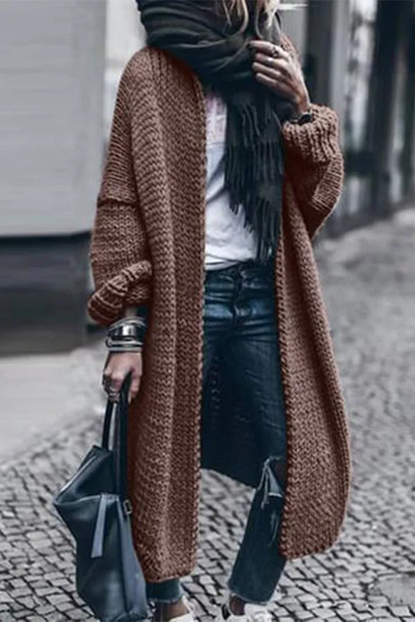 Long Sleeve Knitted Cardigan ( Suggest To Choose Two Sizes Up)