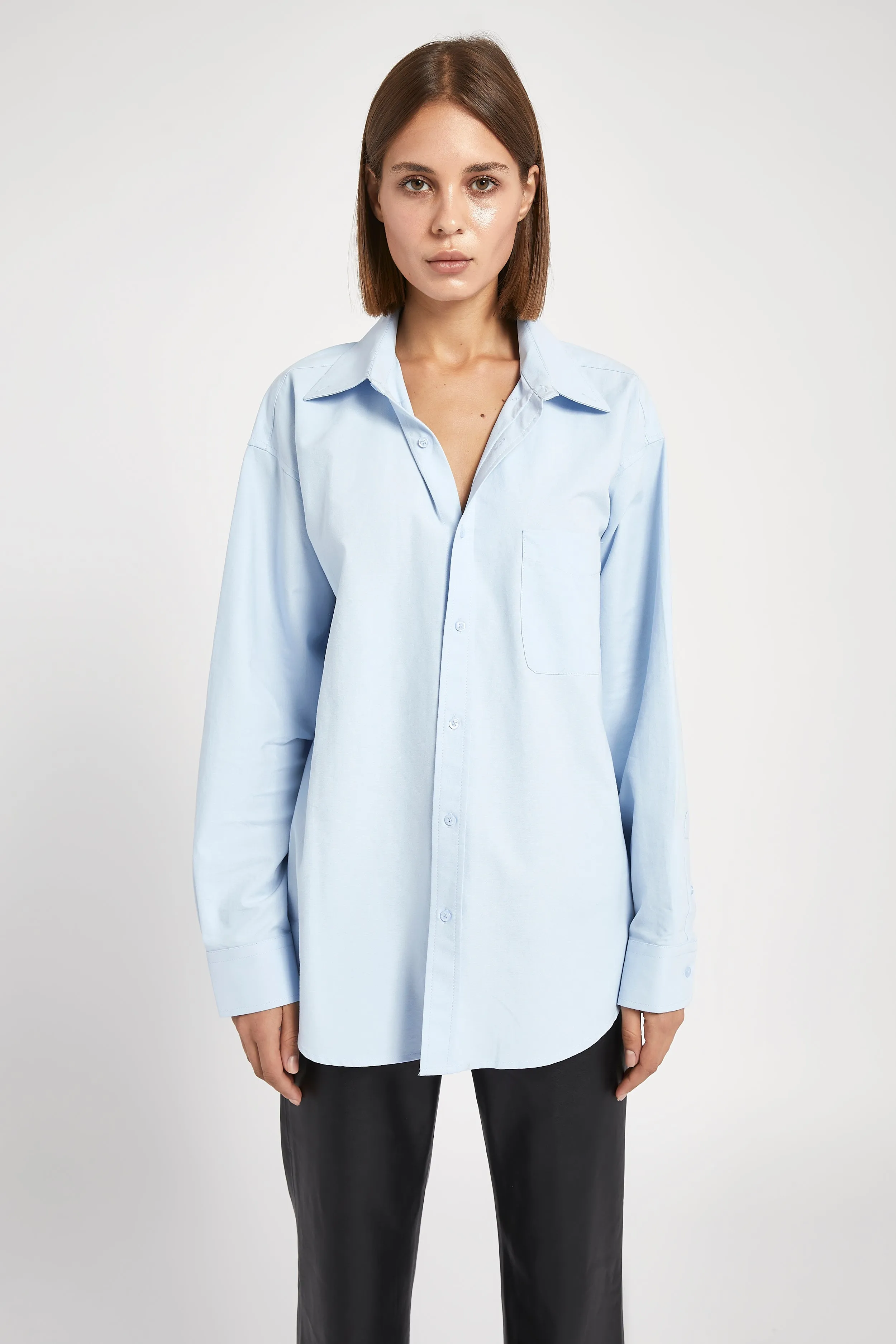 Masculine Oversized Cotton Shirt - Light Blue