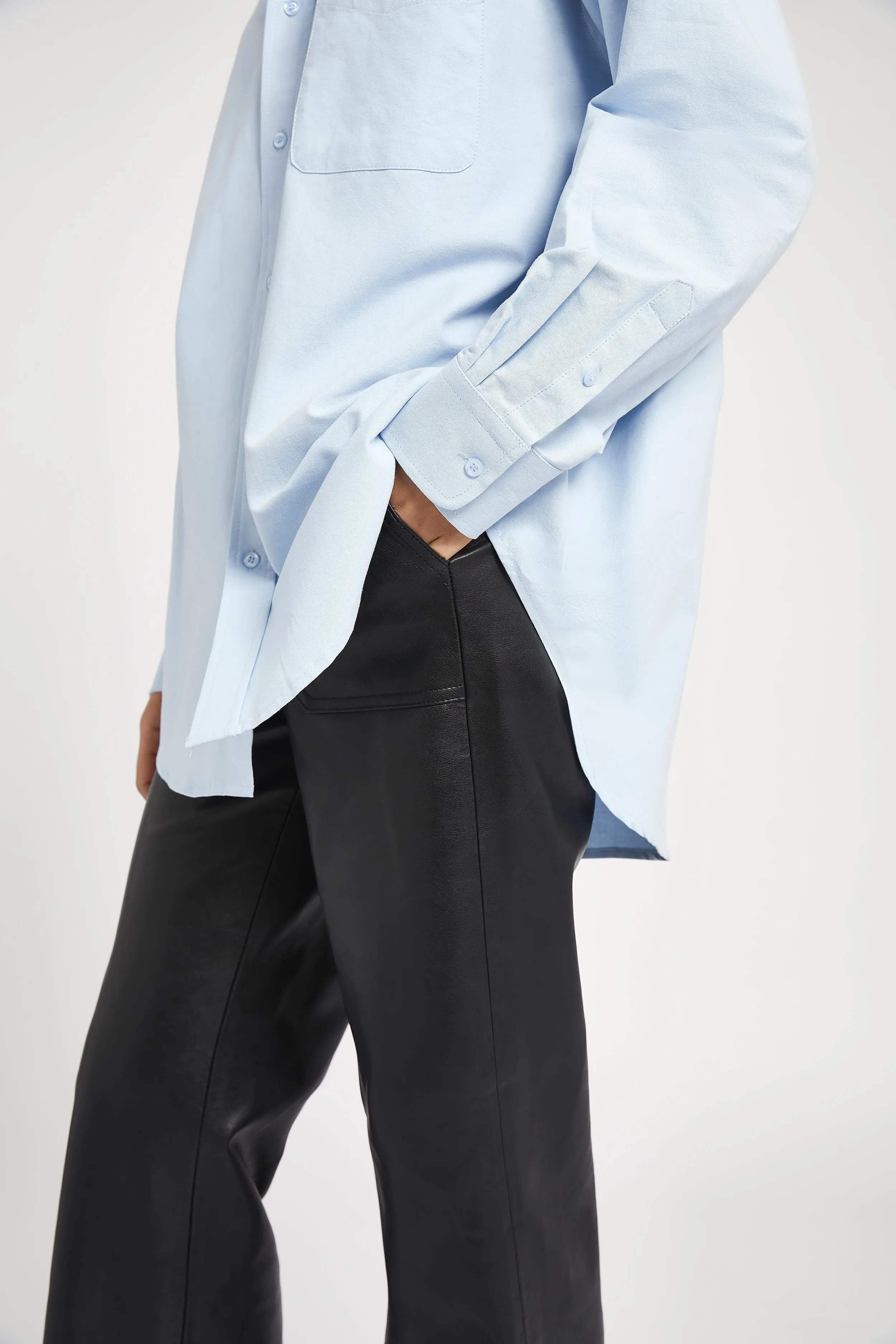 Masculine Oversized Cotton Shirt - Light Blue