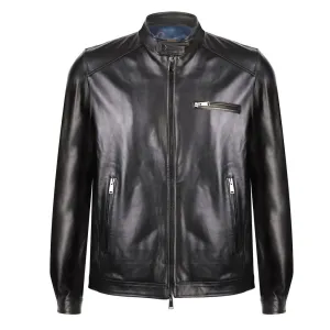 MCKINNON & CO Nappa Leather Biker Jacket BLACK REG