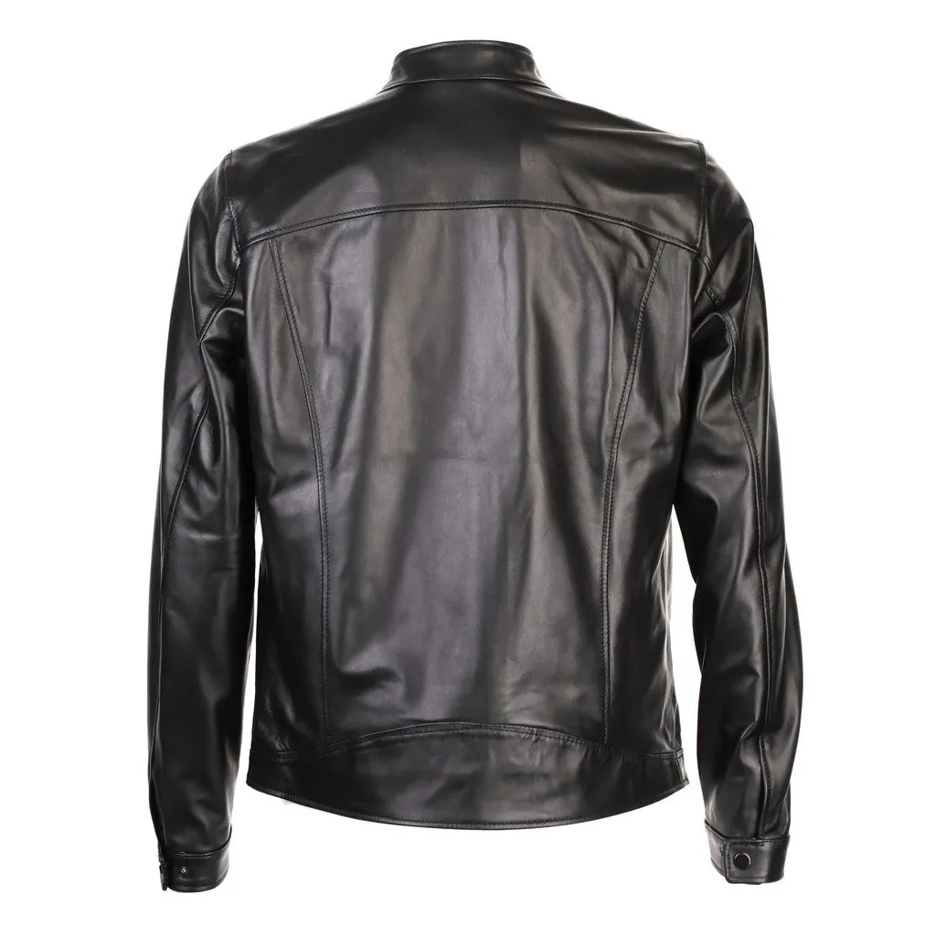 MCKINNON & CO Nappa Leather Biker Jacket BLACK REG