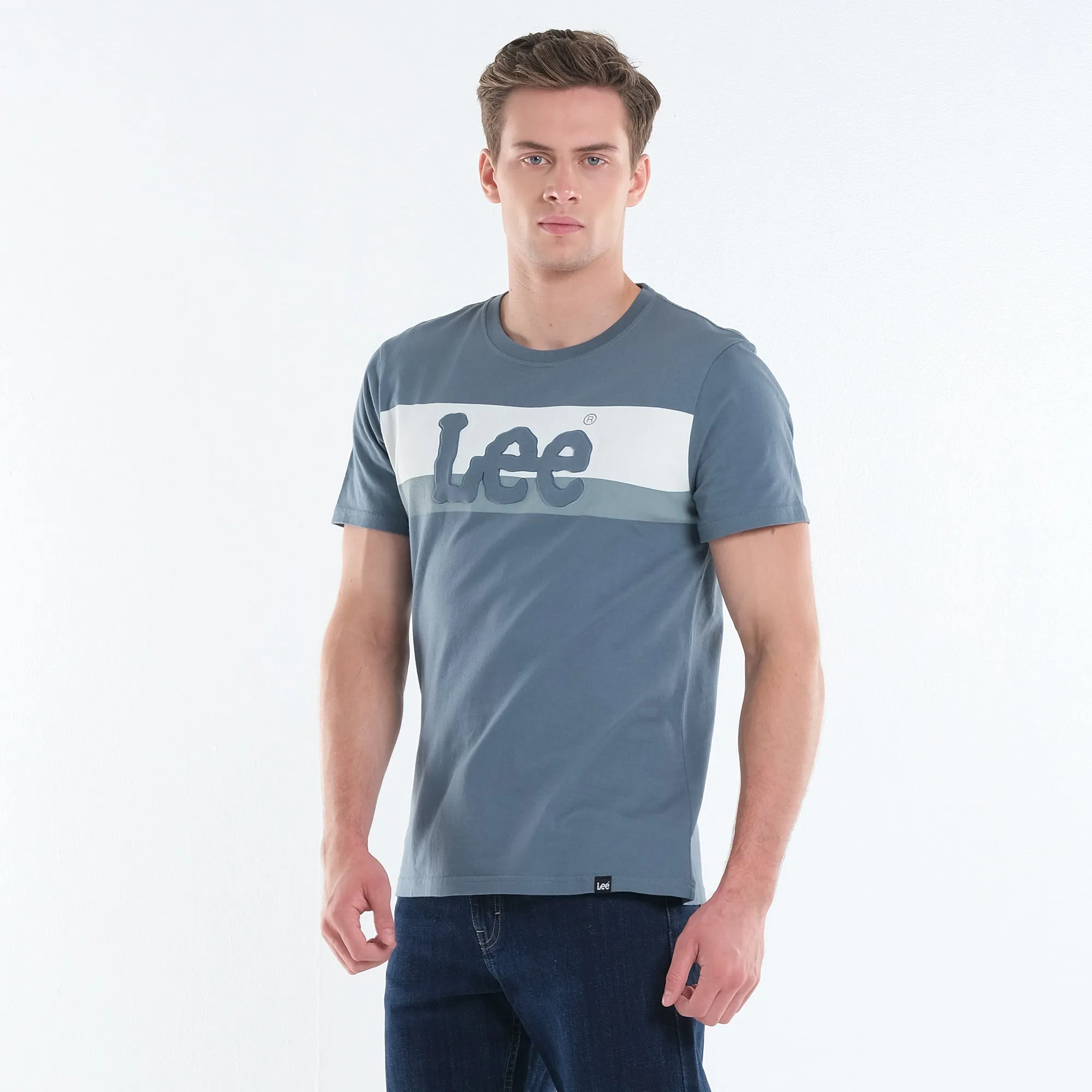 MENS' ROUND NECK EMBOSSED LOGO TEE